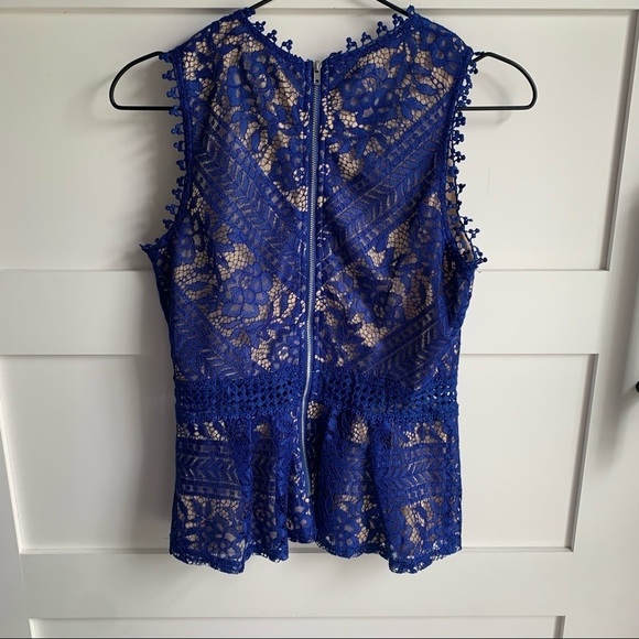 Romeo & Juliet Couture Royal Blue Lace Blouse - Picture 6 of 11